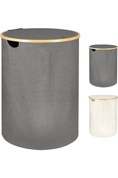 Generic Foldable Laundry Hamper with Lid Cover - Sturdy Laundry Basket Clothe...