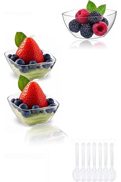 Sweet seven 100 Mini Dessert Cups with Spoons - 2 Ounce Clear Bowls for Elega...