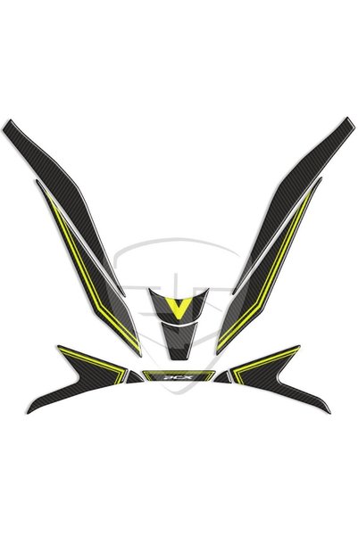 Redline Grafik Honda PCX 125 Far Üstü ve Bıyık Koruma Sticker Pad Sarı Karbon Desen 2021, 2022, 2023, 2024 Uyumlu |