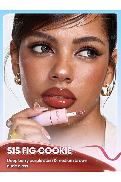 SHEGLAM Line to Shine Peel-Off Lip Stain & Gloss Duo-515 Fig Cookie