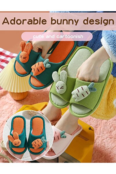 Generic Girls Boys Cute Slippers Bunny Cartoon Animal Rabbit Comfy Slides Slip On Indoor Bedroom House Non-
