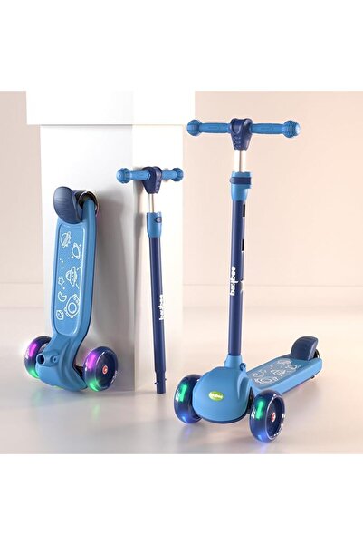 BAYBEE Blaze Storm Scooter for Kids, 3 Wheel Smart Kick Scooter with Fold-abl...