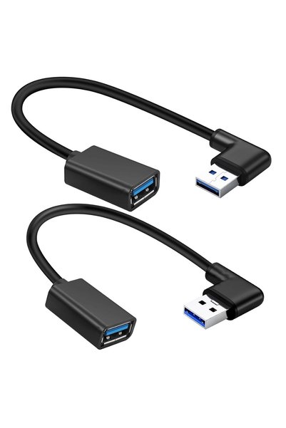 Generic كابل تمديد USB 3.0 بزاوية 90 درجة، أسود، 0.5 متر/20 بوصة، موصل ذكر لن...