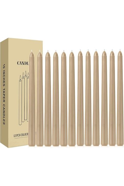 THE WHITE SHOP Candles 12 Pack 10 Inch Taper Candles Natural Color