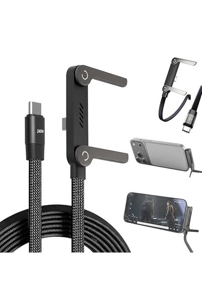 LAXDAMRE 2-in-1 Type C Cable with Phone Stand, سلك شاحن تايب سي سريع جدا, Fol...