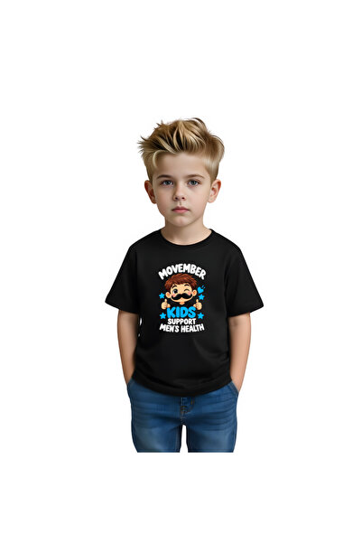 PRINTSHOP4ME Movember Boys Kids T-Shirt–Moustache Design To Raise Awareness–Soft Cotton Round Neck Short Sleeve T-Shirts For Boys-Ideal For Movember