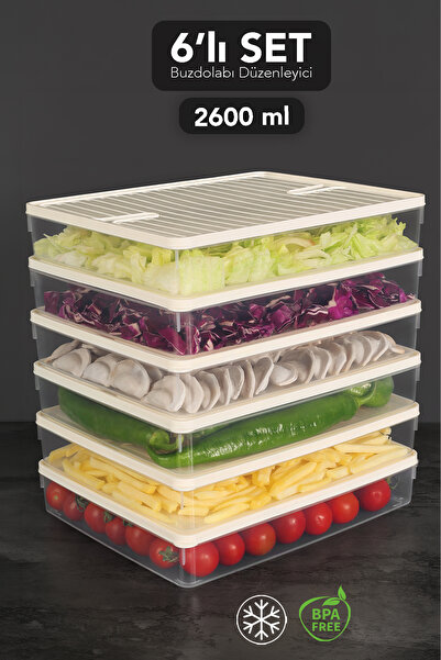 Meleni Home 6-Piece 2600ml Refrigerator Organizer - Microwave Safe Leak-Proof...