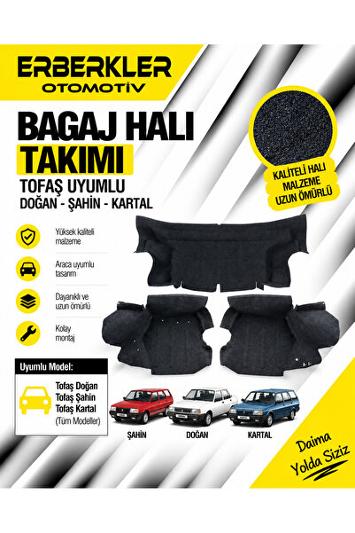 ERBERKLER TOFAŞ DOGAN SAHİN BAGAJ HALI TAKIM YAN SAĞ SOL VE KOLTUK ARKASI HAL...