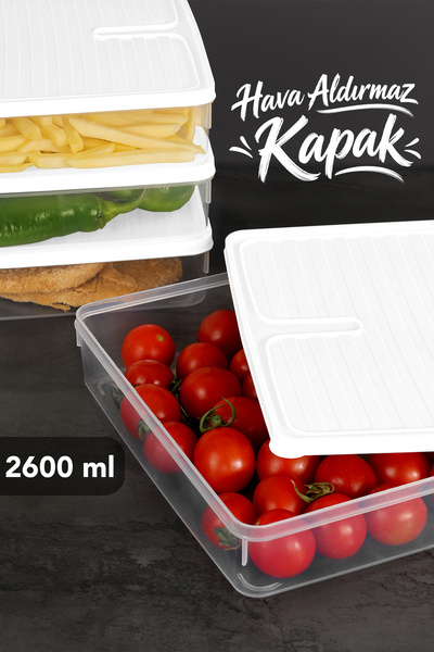 Meleni Home 6-Piece 2600ml Refrigerator Organizer - Microwave Safe Leak-Proof Lid Kitchen Organizer White