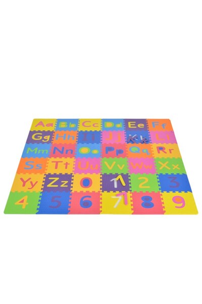 Moni Toys EVA Пъзел постелка, Азбука + Цифри, 36 части, 180x180 см, Образоват...
