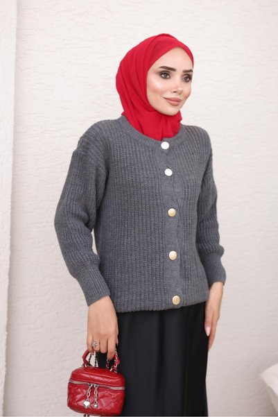 İmajButik كارديجان محبوك بأزرار من سيلانيك مدخن