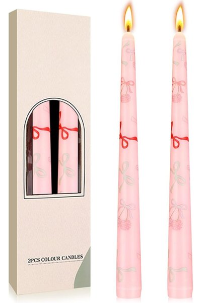THE WHITE SHOP Candles 2 Pack 10 Inch Dripless Printed Candle Sticks