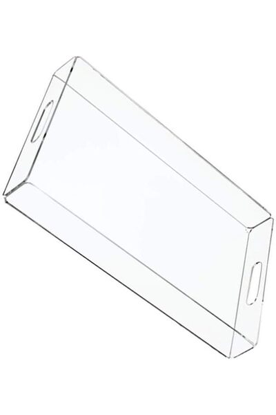 Generic Clear Acrylic Serving Tray with Handles Spill Proof Stackable Organiz...