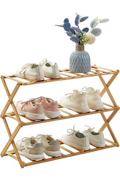 Generic Bamboo Shoe Rack 5 Tier Multifunctional Free Standing Shoe Shelf Fold...