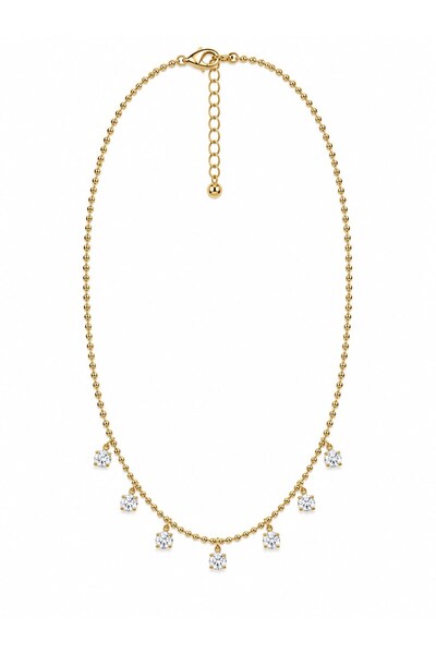 sacha Zircon Stone Rowed Chain Gold Necklace
