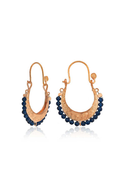 BlackCraft ​ Silver Navy Blue Stone Bohemian Earrings