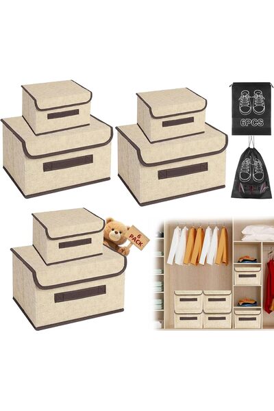 Generic Storage Box，Washable Organizer with 6-Piece Storage Bag with Lid, 6-P...