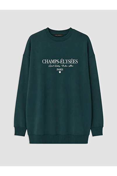 LC Waikiki Green Printed Women's Thick Sweatshirt Tunic