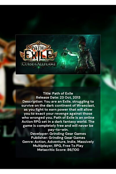 OEM Αφίσα Ινφορματογραφίας Path of Exile, RPG Δράσης Σκοτεινής Φαντασίας, Χαρ...