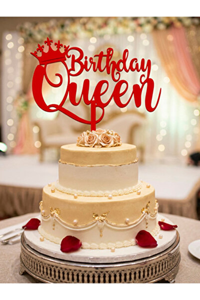Birthday Quenn Doğum Günü Pasta Süsü Kırmızı