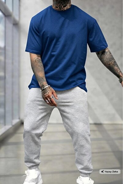 NO 601 Men's Sax T-Shirt Gray Summer Tracksuit Top and Bottom Set