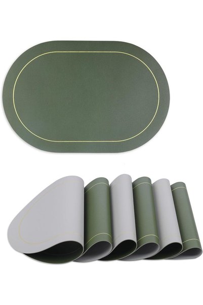 Generic Reversible Placemats Set of 6 - Faux Leather Heat Resistant Placemats...