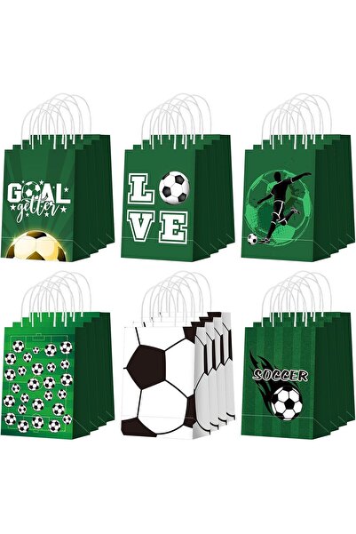 Generic 24 قطعة من أكياس الهدايا الورقية لحفلات كرة القدم، أكياس هدايا على شك...