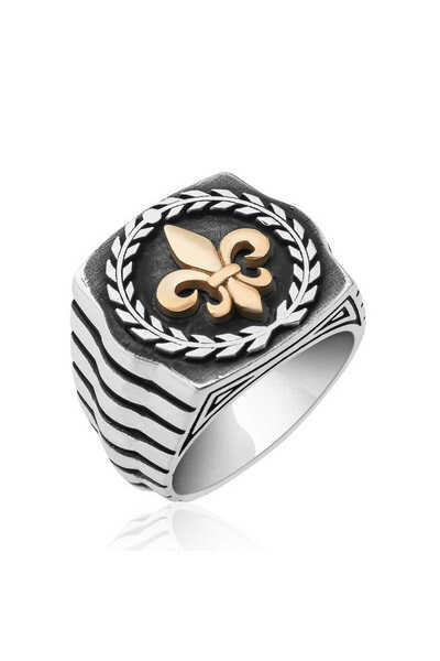 BlackCraft Silver Lily Flower Pattern Men's Ring