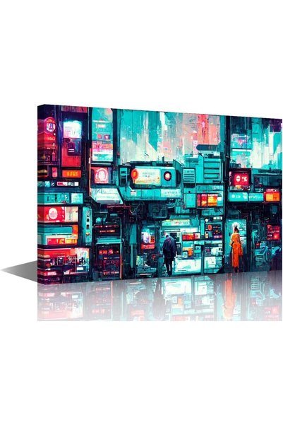 Generic Wall Art Cyberpunk Tokyo Night Life Art Picture for Living Room Cyber...