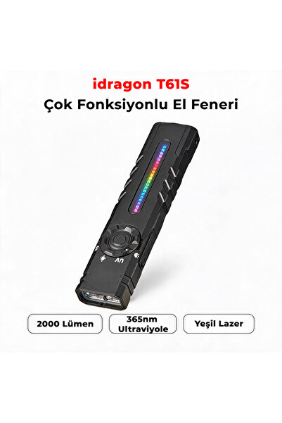 idragon T61S Çok Fonksiyonlu Mıknatıslı UV ve Yeşil Lazerli EDC El Feneri - 2...