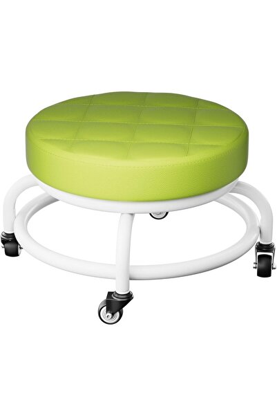 Generic 360° Rolling Low Stool With Cushion, PU Roller Seat For Garage, Garde...