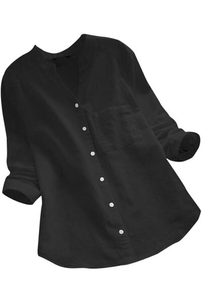 GENERAL Women's Tops T-Shirt Sale Ladies Cotton Linen Casual Long Sleeve Butt...