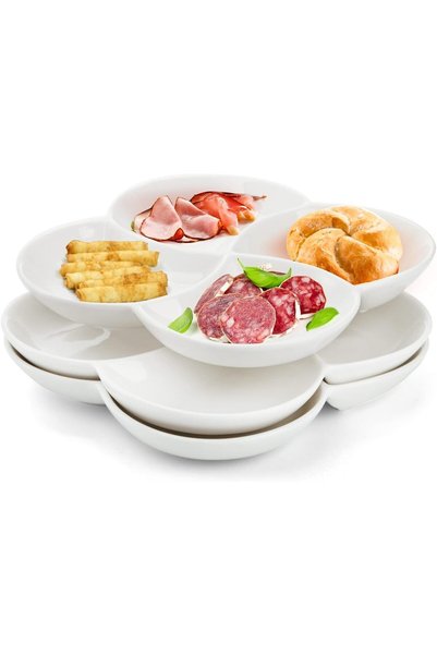 Generic 3 Pack Porcelain Divided Serving Tray, White Appetizer Tray Platter f...