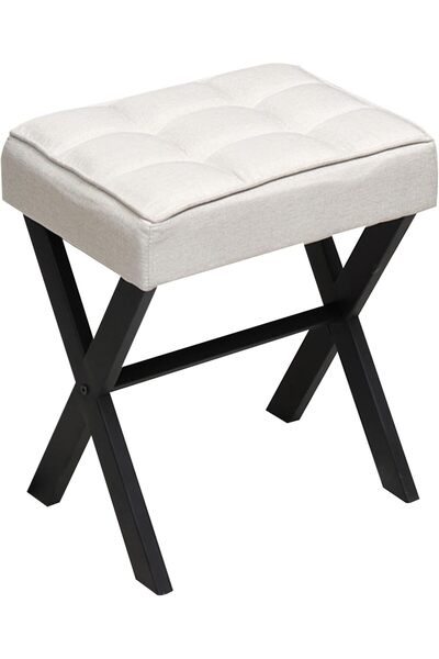 Generic Foot Stools Ottoman, Square Babric Stool with Metal X-Shaped Legs, Mo...