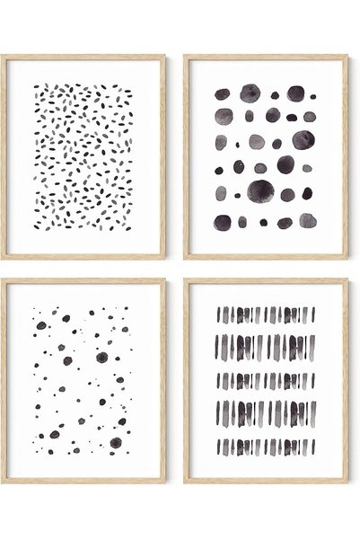 Generic Abstract Blue Art – Set of 4 Navy Blue Prints, Modern Paintings, and ...