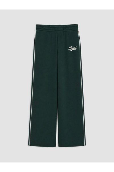 LC Waikiki Green Boston Printed Women's Thick Sweatpants