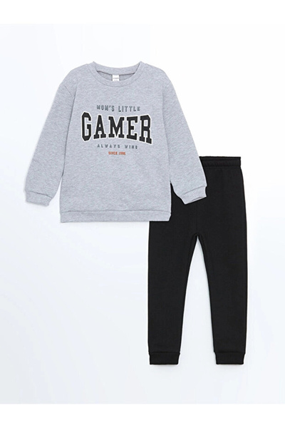 LC Waikiki Crew Neck Boys' Sweatshirt and Sweatpants 2-Piece Set