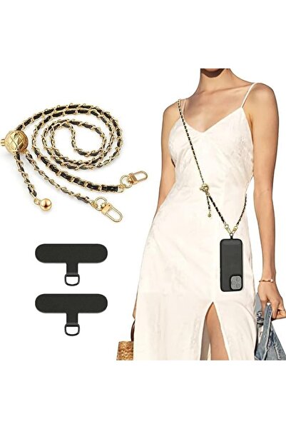 Generic Pearl Bead Phone Crossbody Lanyard - Universal Leather Metal Shoulder...