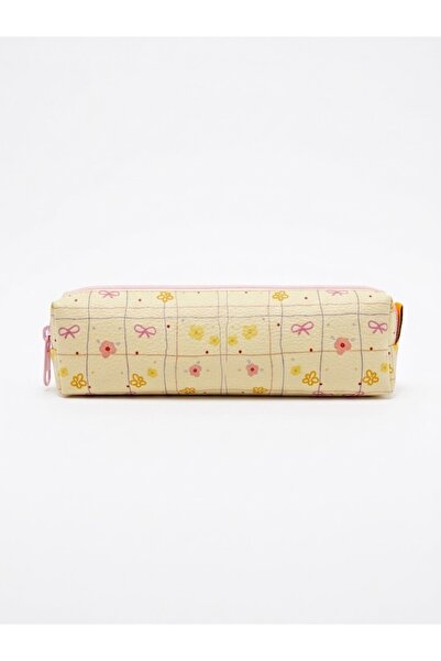 PALTO TASARIM Soft Flowers Design Zippered Pen Holder - Single Compartment Pe...