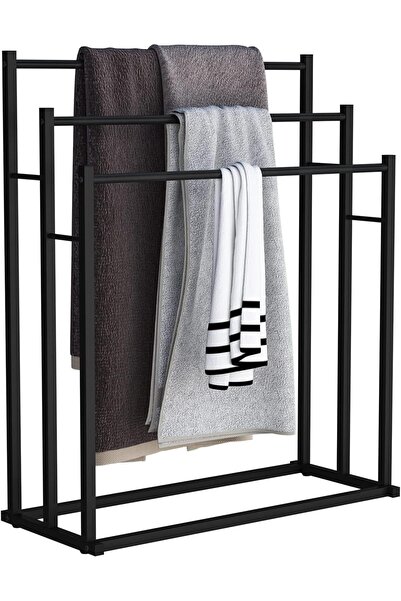 Generic Towel Racks for Bathroom, 3 Tiers Black Metal Towel Rack Standing, Fr...