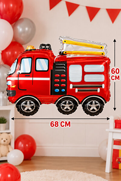 Baloncu Nene Fire Truck Foil Balloon 68X60 cm Helium Compatible Large Size Fi...