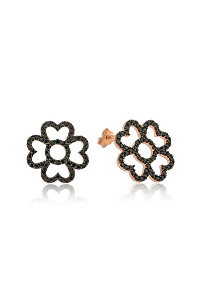 BlackCraft ​ Silver Heart Leaf Flower Earrings