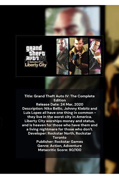 OEM Αφίσα Ινφογραφικό Grand Theft Auto IV: Η Πλήρης Έκδοση, Βιντεοπαιχνίδι, Χ...