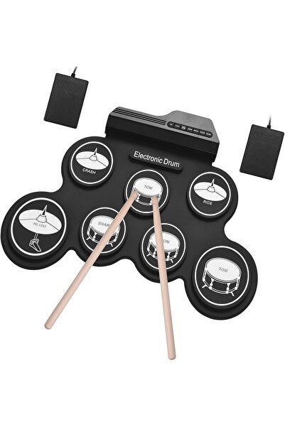 Generic Electric Drum Set - Foldable Silicon 7 Pads Electronic Practice Drum ...