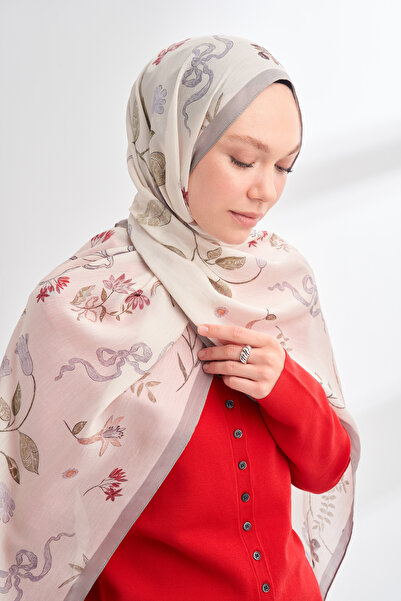 ARMANDA Floral Archive Lavinia Pattern Shawl - Light Gray