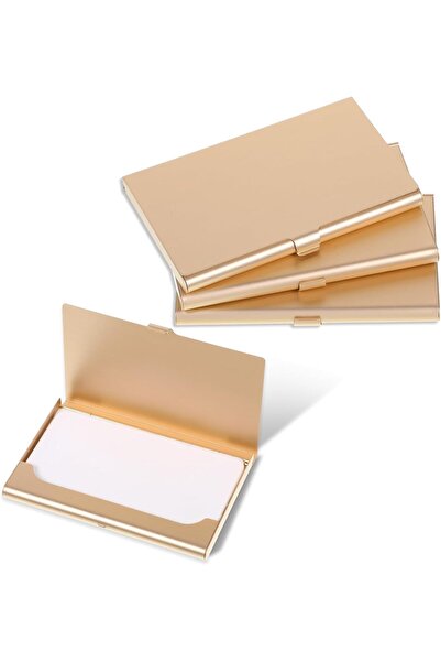 Generic 4 حافظات بطاقات عمل معدنية ذهبية نحيفة، محافظ جيب محمولة احترافية مع ...