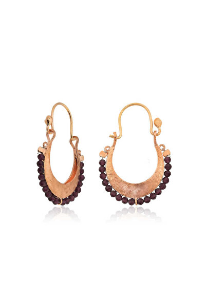 BlackCraft Silver Burgundy Stone Bohemian Earrings