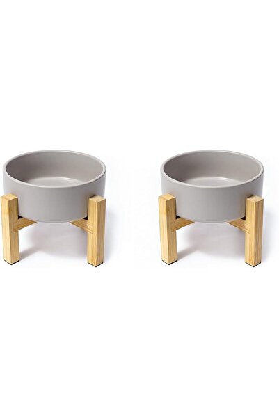GENERAL White Ceramic Elevated Raised Cat Bowls,Cat Food Dish with Stand, Rai...