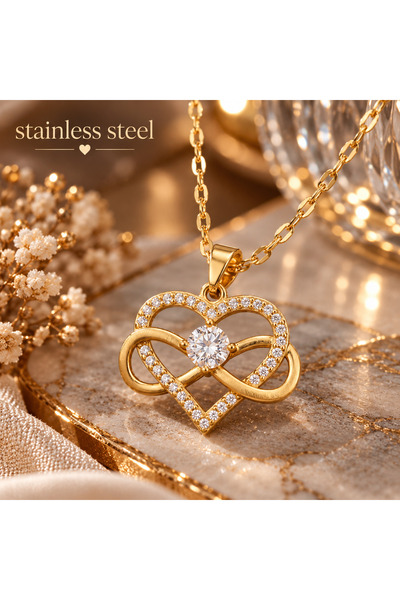 stainless steell Gold Color Heart Infinity Model Steel Necklace