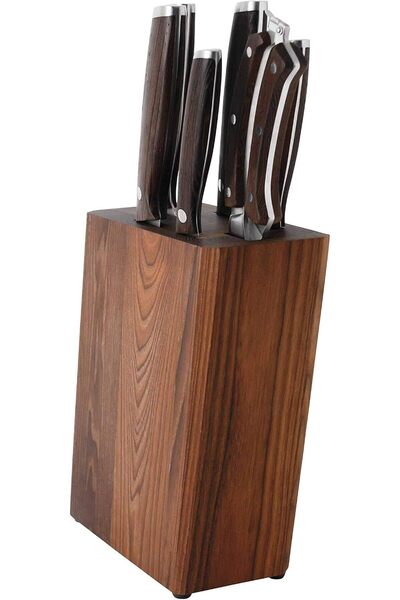 Generic 7 -Pc Dark Wooden Knife Block